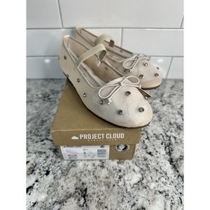 Project Cloud: Memory Foam Comfort, Ivory Rhinestone Mesh Women's Mary Jane Sz 6